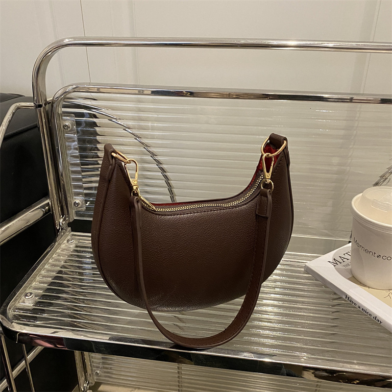 Torba za pazuh od PU-a, gradski minimalistički stil, dumpling oblik, zatvarač na zip