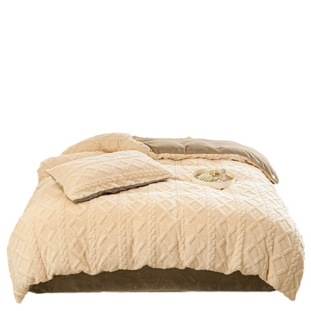 Четирикомпонентен комплект спално бельо от млечен велур, квилтиран, AB страни, обратим, лек лукс