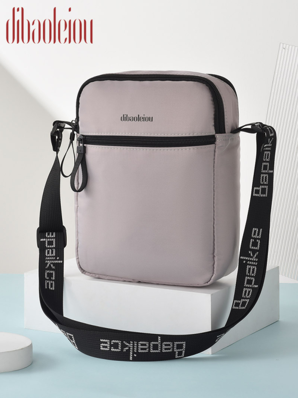 Unisex mobiliojo telefono rankinė su vertikaliu kvadratine profiliu, Oxford audinys, užtrauktukas, kortelių kišenė, miesto minimalistinis stilius