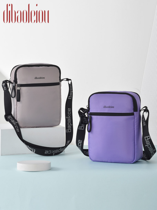 Unisex mobiliojo telefono rankinė su vertikaliu kvadratine profiliu, Oxford audinys, užtrauktukas, kortelių kišenė, miesto minimalistinis stilius