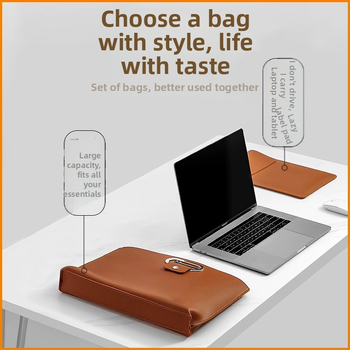 Τσάντα φορητού υπολογιστή από PVC δέρμα, αδιάβροχη και επεκτάσιμη χωρητικότητα, εσωτερικό από σουέν και φιλμ κατά των γρατζουνιών για τα κουμπιά