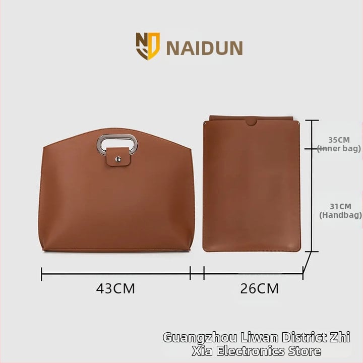 Чанта за лаптоп от PVC кожа, водоустойчива и разширяема, вътрешност от замша и филм против надраскване за копчета