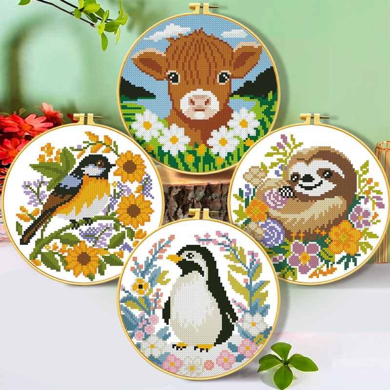 Krustu šuvuma komplekts — Mona Lisa Royal, kokvilna, 11CT, Nordic Dzīvnieku sērija