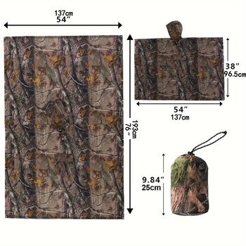 Дъждовен пончо за велосипед – камуфлажен принт, PVC тъкан с PU покритие, тънък дизайн, преносим и многократно използваем