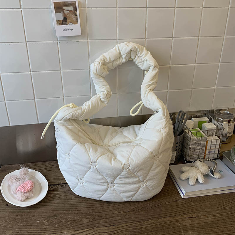 Geantă crossbody cu formă de dumpling și model diamant quilt, capacitate mare, fermoar