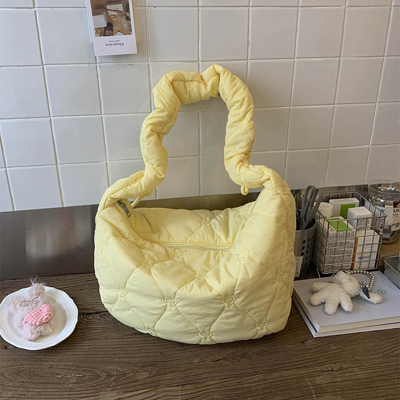 Geantă crossbody cu formă de dumpling și model diamant quilt, capacitate mare, fermoar