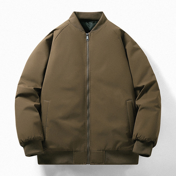 Vīriešu kokvilnas mētelis ar rāvējslēdzēju, stāvošais apkaklis, bieza poliestera pildījums, odere no zīda un kokvilnas