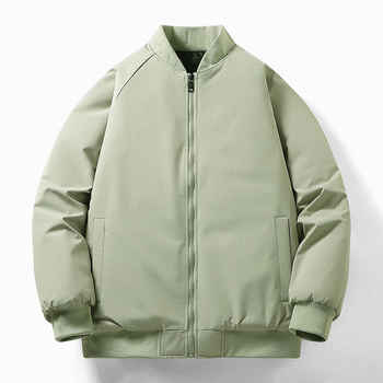 Ανδρικό βαμβακερό παλτό με φερμουάρ, σταθερός γιακά, παχύ γέμισμα πολυεστέρα, επένδυση μεταξο-βαμβάκι