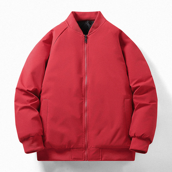 Ανδρικό βαμβακερό παλτό με φερμουάρ, σταθερός γιακά, παχύ γέμισμα πολυεστέρα, επένδυση μεταξο-βαμβάκι