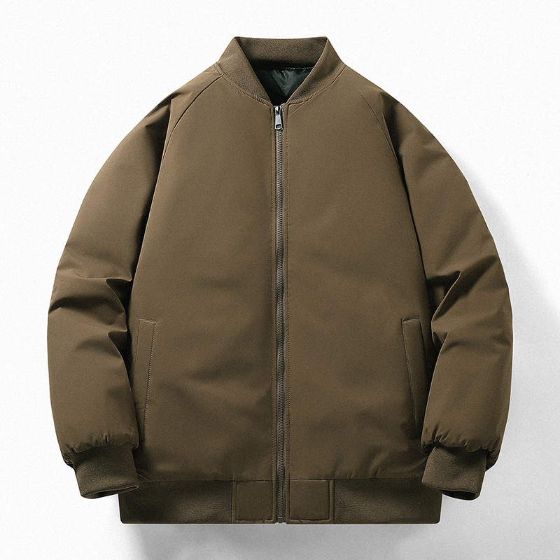 Ανδρικό βαμβακερό παλτό με φερμουάρ, σταθερός γιακά, παχύ γέμισμα πολυεστέρα, επένδυση μεταξο-βαμβάκι