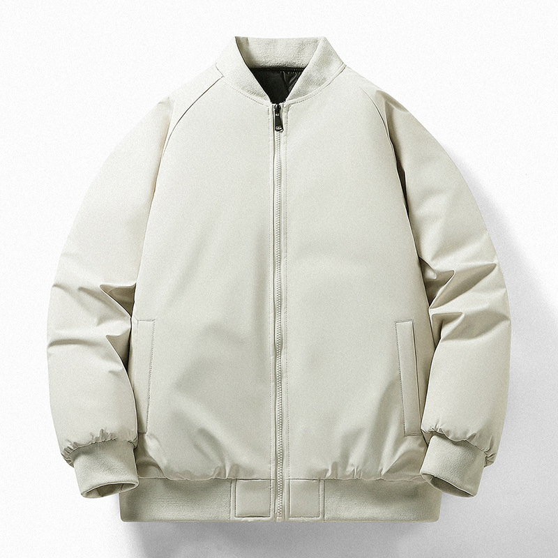 Vīriešu kokvilnas mētelis ar rāvējslēdzēju, stāvošais apkaklis, bieza poliestera pildījums, odere no zīda un kokvilnas