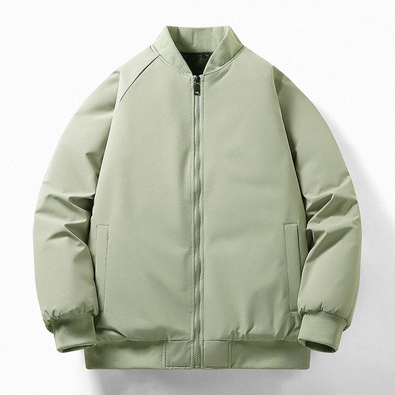 Vīriešu kokvilnas mētelis ar rāvējslēdzēju, stāvošais apkaklis, bieza poliestera pildījums, odere no zīda un kokvilnas