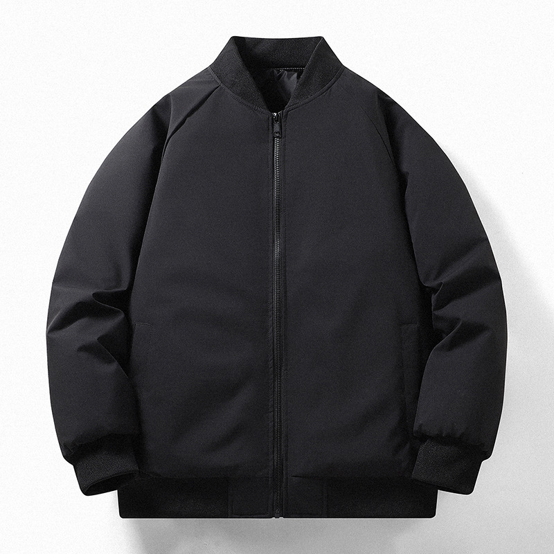 Vīriešu kokvilnas mētelis ar rāvējslēdzēju, stāvošais apkaklis, bieza poliestera pildījums, odere no zīda un kokvilnas