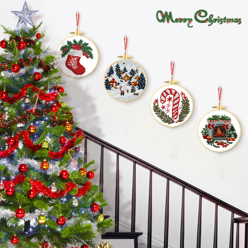 Kit de broderie cross-stitch: pânză din bumbac 11-ct, Mona Lisa Royal Family, cod produs 68446, set de Crăciun din patru piese