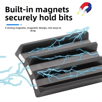 Bitų laikiklis varžtams su lipiniu montavimu ir magnetine funkcija, 3 skylėmis bitų saugojimo juosta, anglies plienas