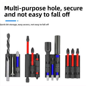 Bitų laikiklis varžtams su lipiniu montavimu ir magnetine funkcija, 3 skylėmis bitų saugojimo juosta, anglies plienas