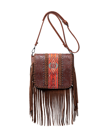 Ženska torbica s resama, PU materijal, pravokutni oblik, otvaranje s poklopcem, unutarnja džep s zatvaračem.