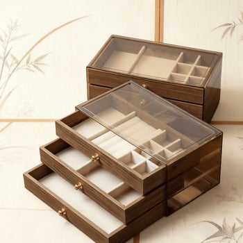 MY-1017 Καρυδένιο Ξύλινο Κουτί Κοσμημάτων — Πολυεπίπεδη Κατασκευή, Στυλ Ευρωπαϊκό και Αμερικανικό, Διαμόρφωση Διαθέσιμη