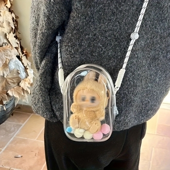 PVC crossbody táska, városi minimalist stílus, függőleges négyzet alakú, cipzáras zárás