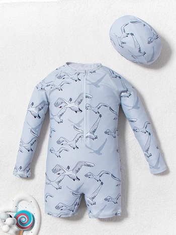 Παιδικό μαγιό για αγόρια με μακρύ μανίκι, σχέδιο καρτούν, υψηλή ελαστικότητα και προστασία από τον ήλιο, 82% πολυεστέρα / 18% σπαντέξ, για ηλικίες 3–8 ετών