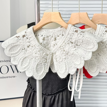 Γυναικείος ψεύτικος γιακάς, crochet με μοτίβο λουλουδιών, Υλικό: πολυεστέρας‑μετάξι, Επένδυση: πολυεστερική ίνα, Στυλ: γλυκό και καθημερινό, Χειμώνας 2024, Γκουανγκζού, Μάρκα Happy