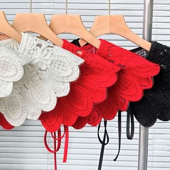 Γυναικείος ψεύτικος γιακάς, crochet με μοτίβο λουλουδιών, Υλικό: πολυεστέρας‑μετάξι, Επένδυση: πολυεστερική ίνα, Στυλ: γλυκό και καθημερινό, Χειμώνας 2024, Γκουανγκζού, Μάρκα Happy