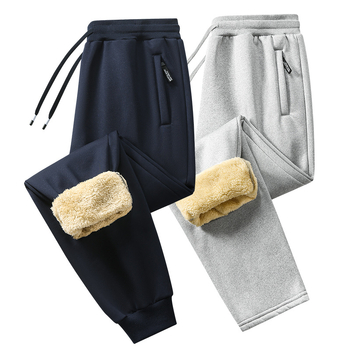 Pantaloni casual căptuți cu fleece, croială dreaptă, talie elastică cu șnur, țesătură din poliester, culoare solidă, iarnă