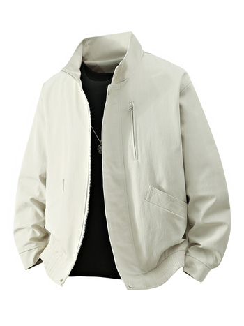 Ανδρικό μπουφάν εργασίας σε αμερικανικό vintage στυλ για άνοιξη-φθινόπωρο, χαλαρή γραμμή, μπροστινό φερμουάρ, Turn-Down γιακά, χωρίς κουκούλα, εξωτερικό και επένδυση από πολυεστέρα; Διαπνοή, αντοχή στον άνεμο, απομάκρυνση υγρασίας