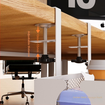 Οργανωτής αποθήκευσης κάτω από το γραφείο από χάλυβα άνθρακα, κρεμάμενος με γάντζο, χωρίς εγκατάσταση, 1 επίπεδο, ράφι επιτραπέζιο