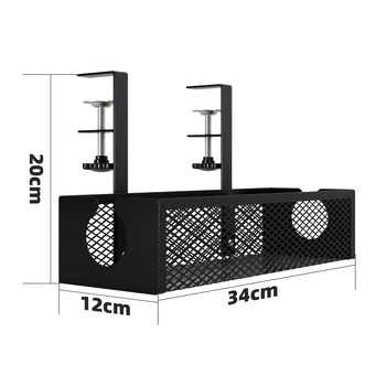 Οργανωτής αποθήκευσης κάτω από το γραφείο από χάλυβα άνθρακα, κρεμάμενος με γάντζο, χωρίς εγκατάσταση, 1 επίπεδο, ράφι επιτραπέζιο