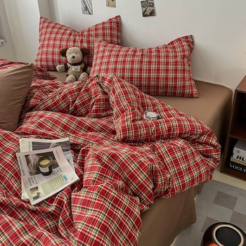 Спално бельо от изпрано Тенсел, четири части комплект, стил Flat Sheet, сватбен стил, принт с термичен трансфер