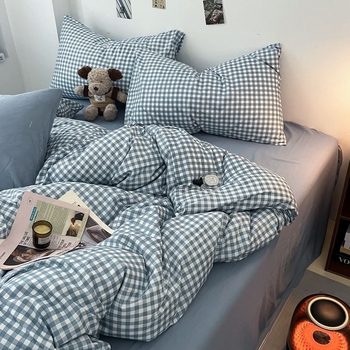 Спално бельо от изпрано Тенсел, четири части комплект, стил Flat Sheet, сватбен стил, принт с термичен трансфер