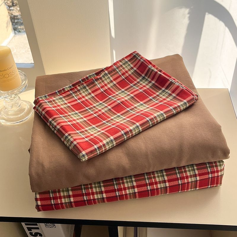 Lenjerie de pat din Tencel spălat, set de patru piese, stil Flat Sheet, stil de nuntă chinezesc, imprimare prin transfer termic