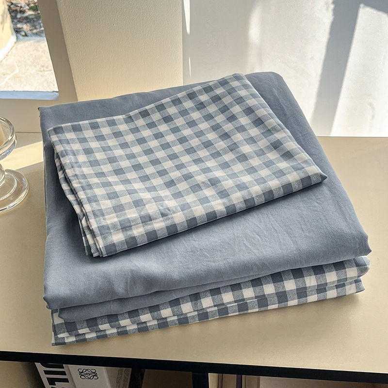 Lenjerie de pat din Tencel spălat, set de patru piese, stil Flat Sheet, stil de nuntă chinezesc, imprimare prin transfer termic