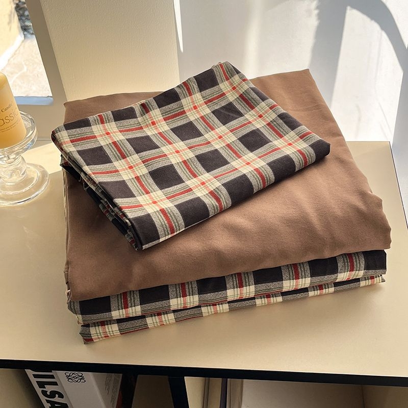 Lenjerie de pat din Tencel spălat, set de patru piese, stil Flat Sheet, stil de nuntă chinezesc, imprimare prin transfer termic