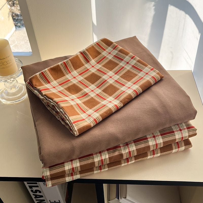 Lenjerie de pat din Tencel spălat, set de patru piese, stil Flat Sheet, stil de nuntă chinezesc, imprimare prin transfer termic