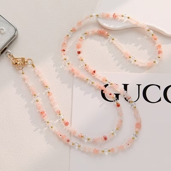 Ръчно изработена гривна с перли и шнур за телефон, унисекс, стоманено въже, метално закопчаване