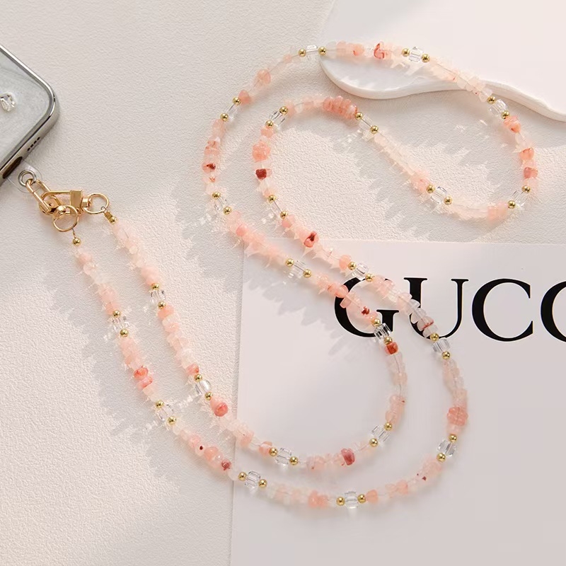 Ръчно изработена гривна с перли и шнур за телефон, унисекс, стоманено въже, метално закопчаване