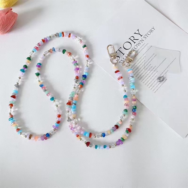 Ръчно изработена гривна с перли и шнур за телефон, унисекс, стоманено въже, метално закопчаване