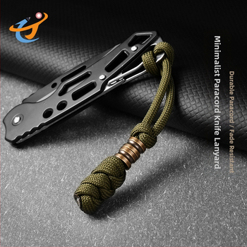 Унисекс ръчно изработена латунна висулка на въже за ключове, ножове и чанти — материал: въже за чадър, латун