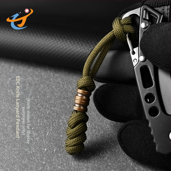 Унисекс ръчно изработена латунна висулка на въже за ключове, ножове и чанти — материал: въже за чадър, латун