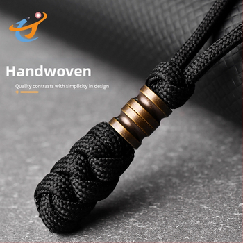 Унисекс ръчно изработена латунна висулка на въже за ключове, ножове и чанти — материал: въже за чадър, латун