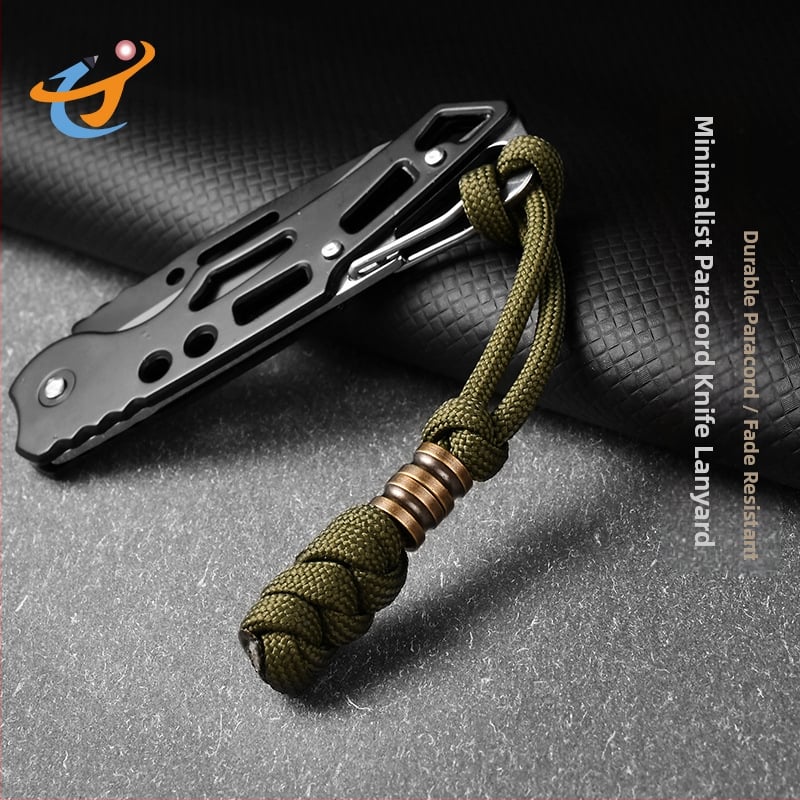 Унисекс ръчно изработена латунна висулка на въже за ключове, ножове и чанти — материал: въже за чадър, латун