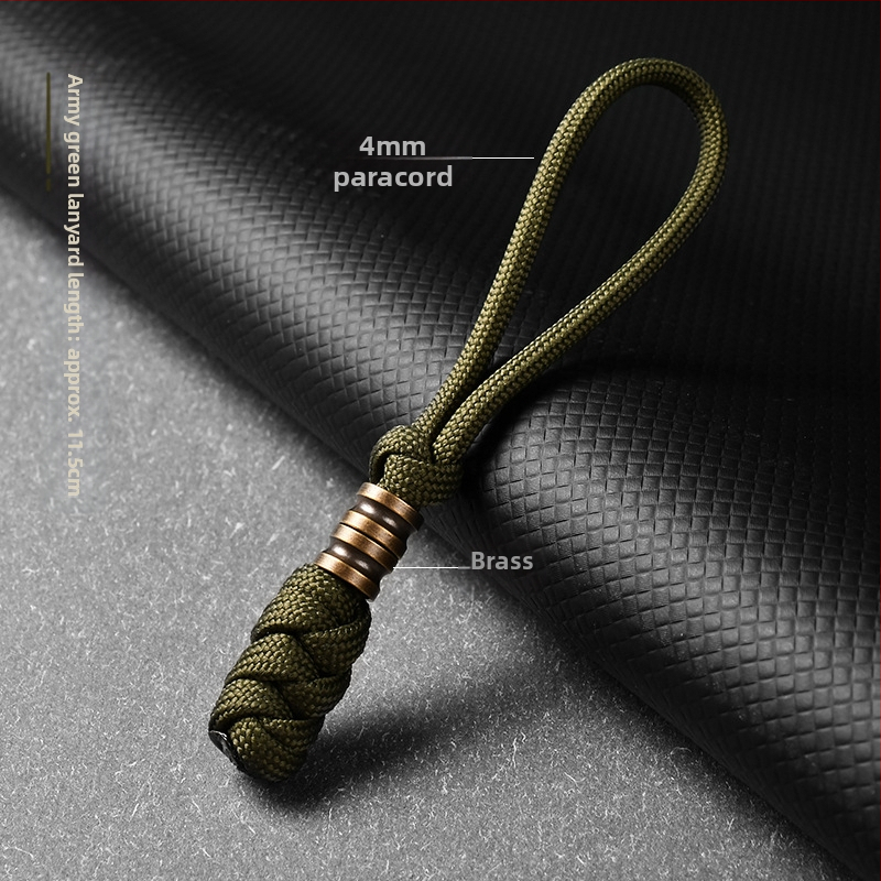 Унисекс ръчно изработена латунна висулка на въже за ключове, ножове и чанти — материал: въже за чадър, латун