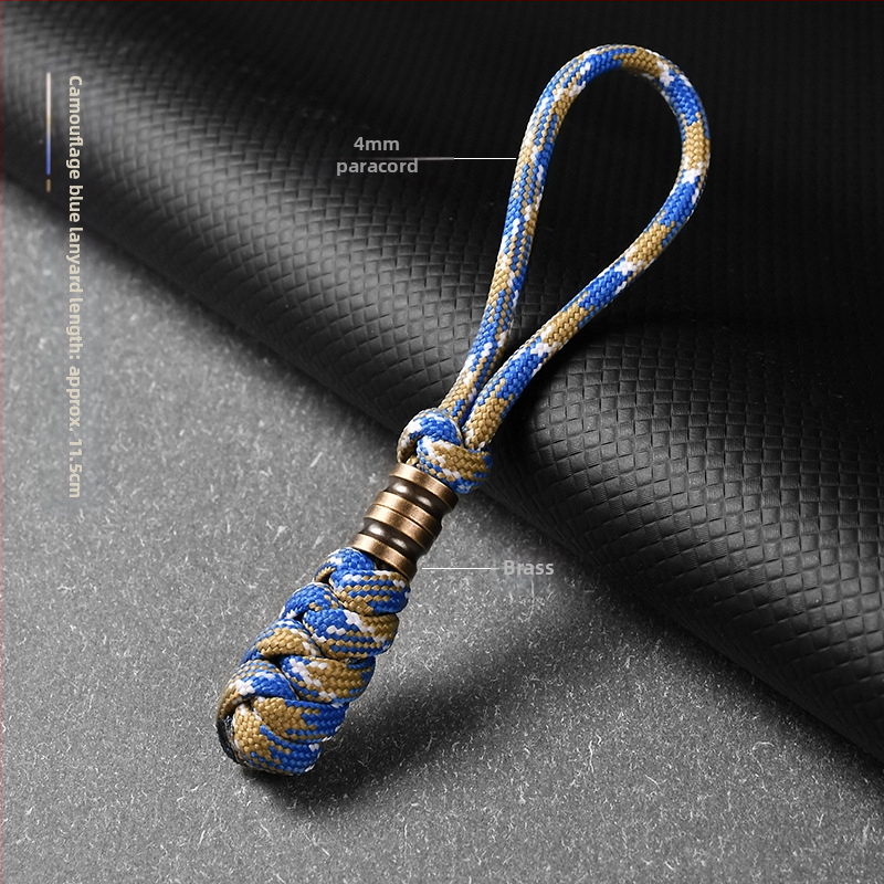 Унисекс ръчно изработена латунна висулка на въже за ключове, ножове и чанти — материал: въже за чадър, латун