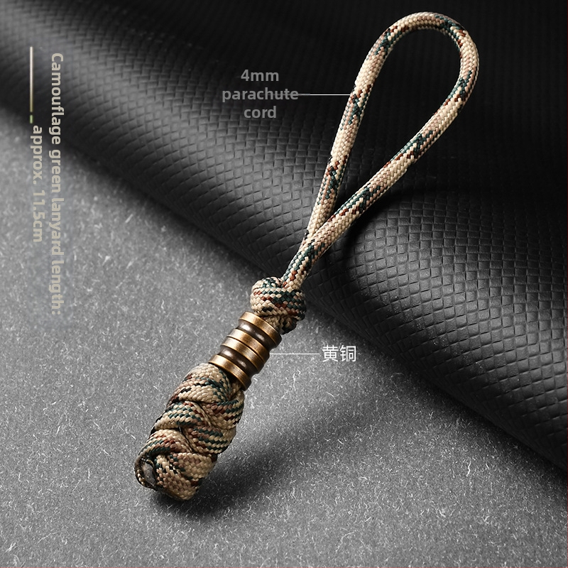 Унисекс ръчно изработена латунна висулка на въже за ключове, ножове и чанти — материал: въже за чадър, латун