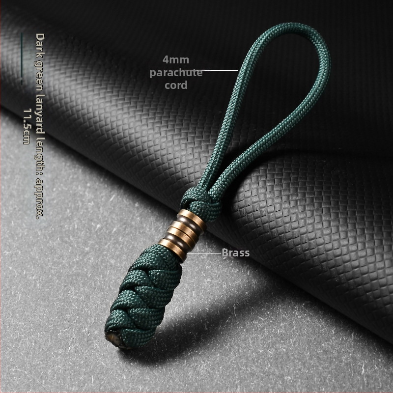 Унисекс ръчно изработена латунна висулка на въже за ключове, ножове и чанти — материал: въже за чадър, латун