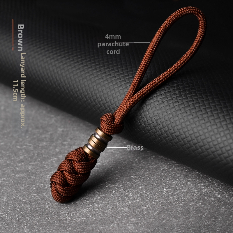 Унисекс ръчно изработена латунна висулка на въже за ключове, ножове и чанти — материал: въже за чадър, латун