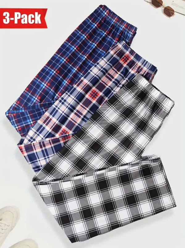 Pantaloni sport casual, stil euro-american, imprimeu digital în carouri, țesătură poliester 100% elastan, talie medie
