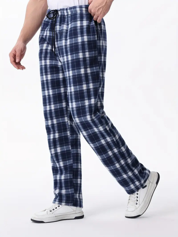 Pantaloni sport casual, stil euro-american, imprimeu digital în carouri, țesătură poliester 100% elastan, talie medie